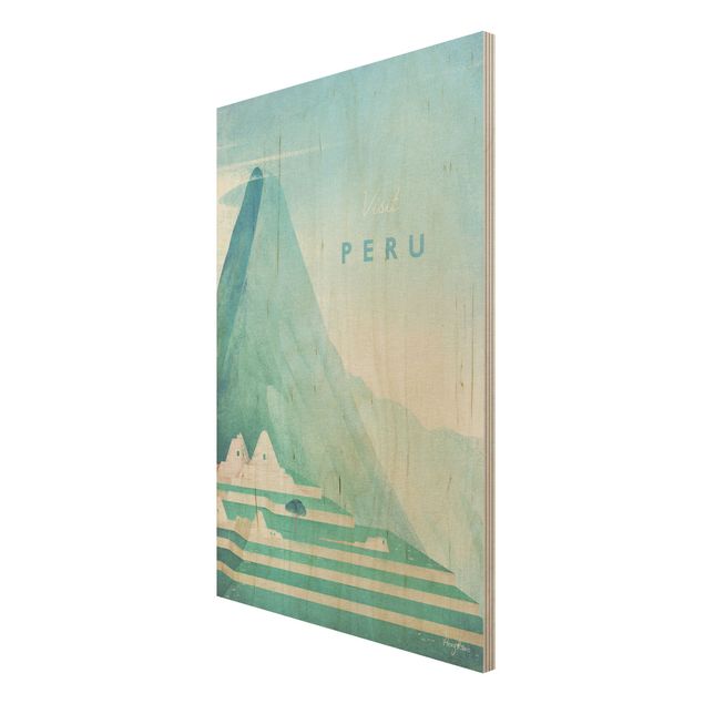 cuadro vintage madera Travel Poster - Peru