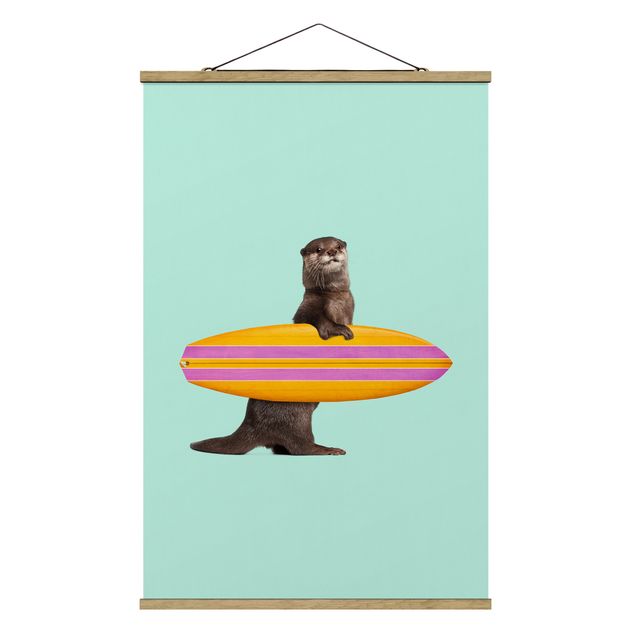 Cuadros de deportes Otter With Surfboard