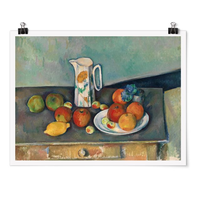 Cuadros famosos Paul Cézanne - Still Life With Milk Jug And Fruit