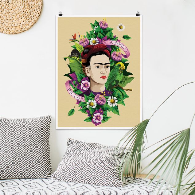 Decoración en la cocina Frida Kahlo - Frida, Monkey And Parrot