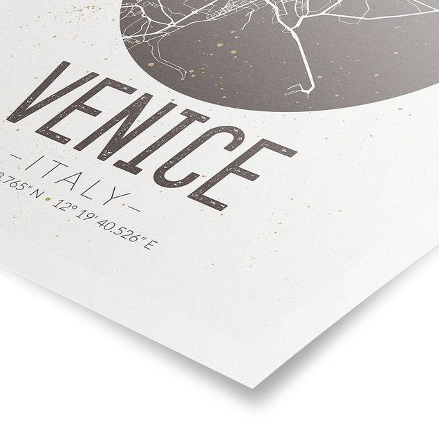 Cuadros en tonos beige y marrón Venice City Map - Retro