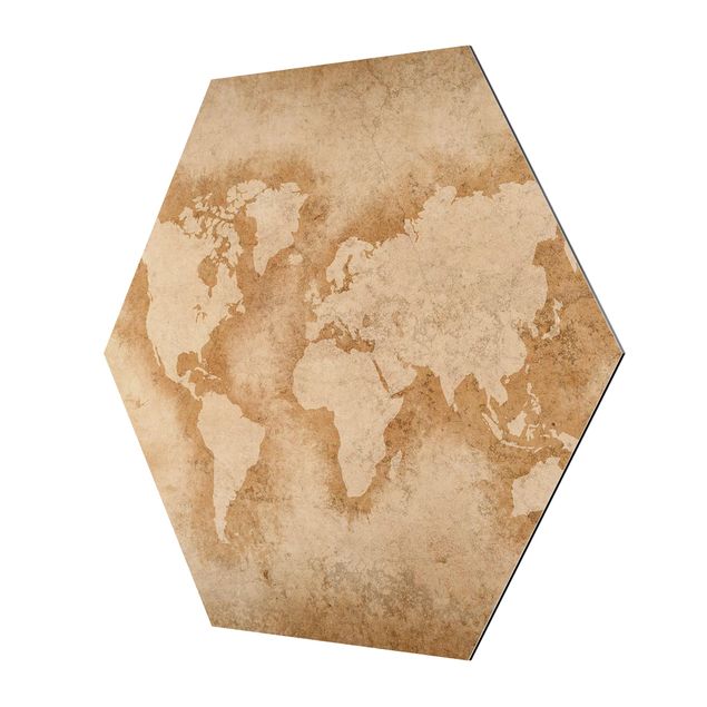 Cuadros hexagonales Antique World Map