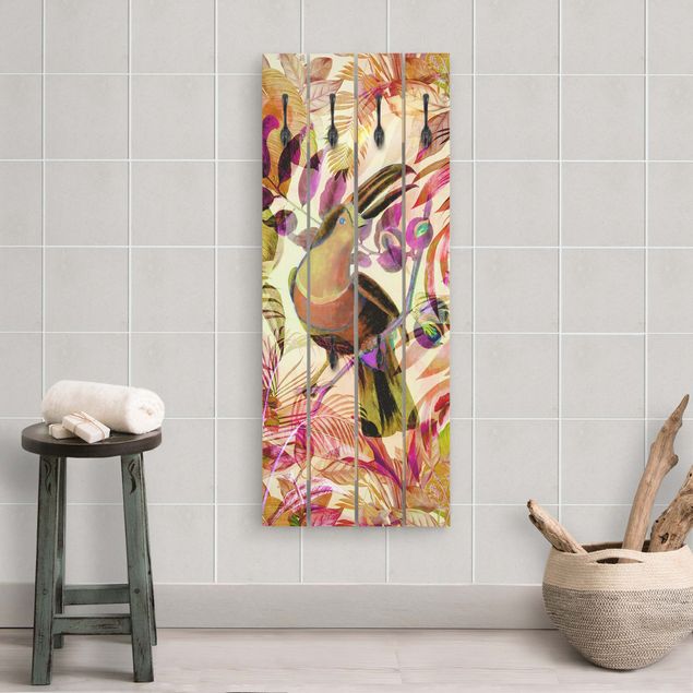 Percheros de pared efecto madera Colourful Collage - Toucan