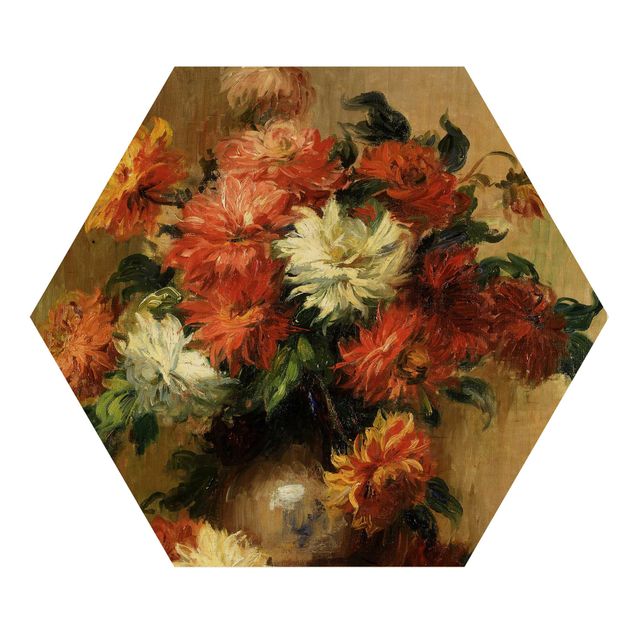 Cuadros de madera flores Auguste Renoir - Still Life with Dahlias