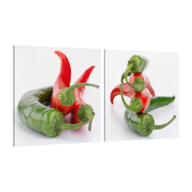 Cuadros plantas Red and green peppers
