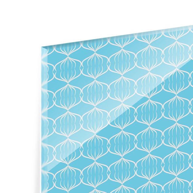 Spritzschutz Glas - Art Deco XXL Muster in Blau - Querformat 3:2