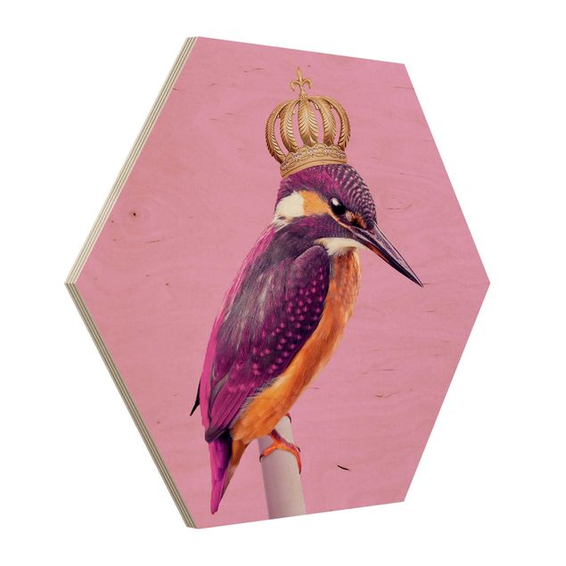 cuadros hexagonales Pink Kingfisher With Crown