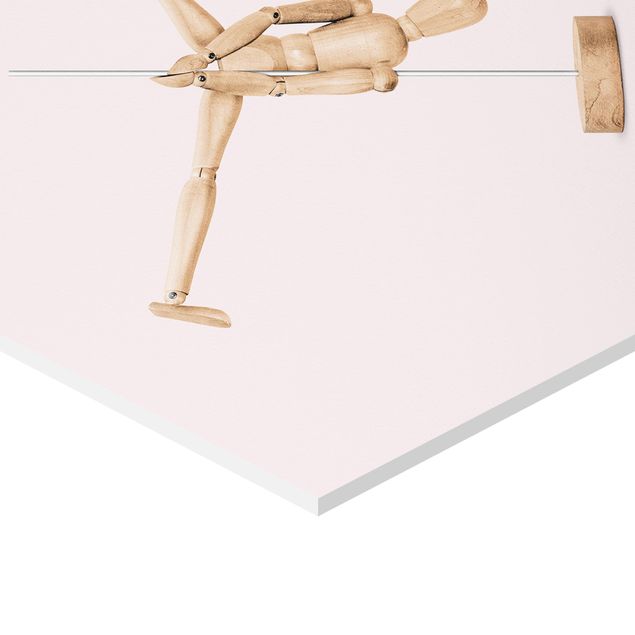 Cuadros hexagonales Pole Dance With Wooden Figure