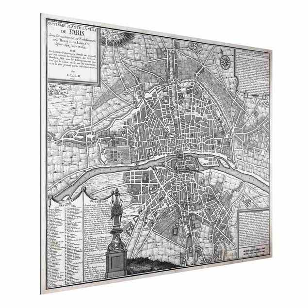 Decoración en la cocina Vintage Map City Of Paris Around 1600