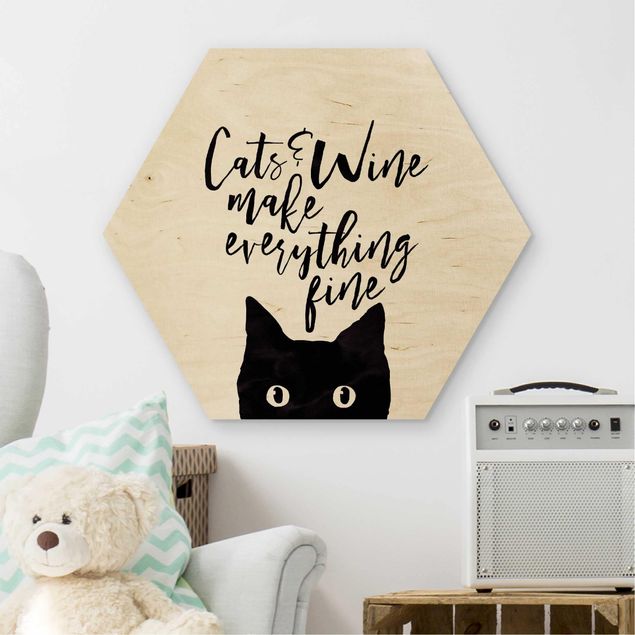 Cuadros de madera con frases Cats And Wine make Everything Fine