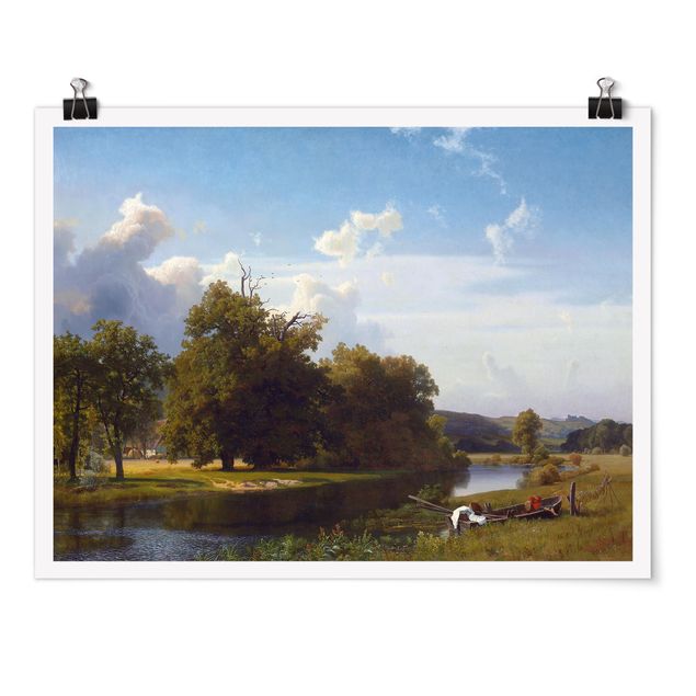 Estilos artísticos Albert Bierstadt - A River Landscape, Westphalia