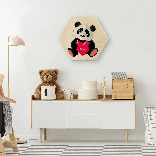 Cuadros de madera con frases Panda With Heart