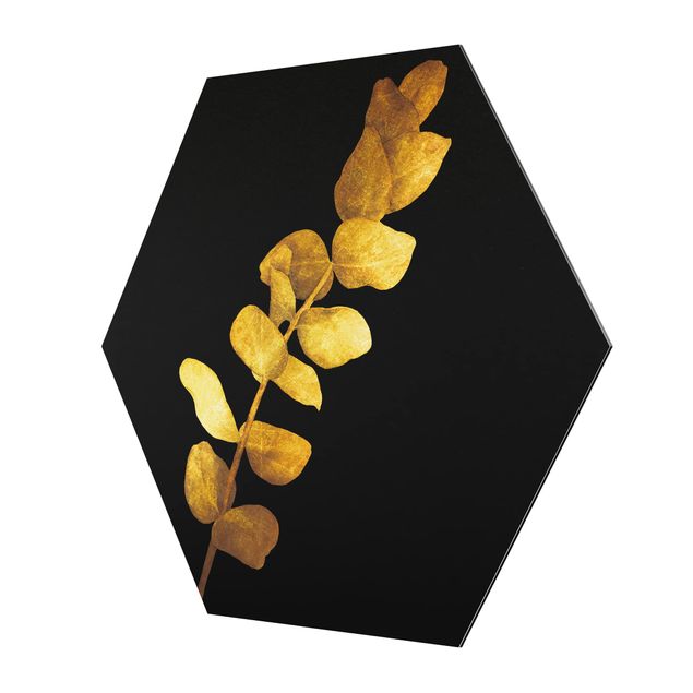 cuadro hexagonal Gold - Eucalyptus On Black