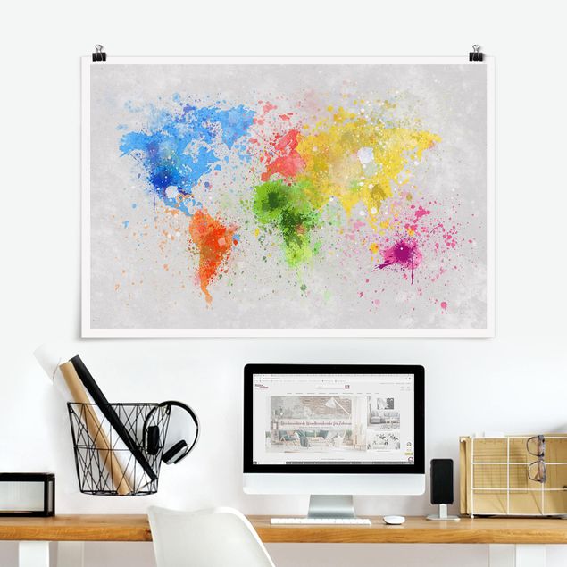 Decoración de cocinas Colourful Splodges World Map