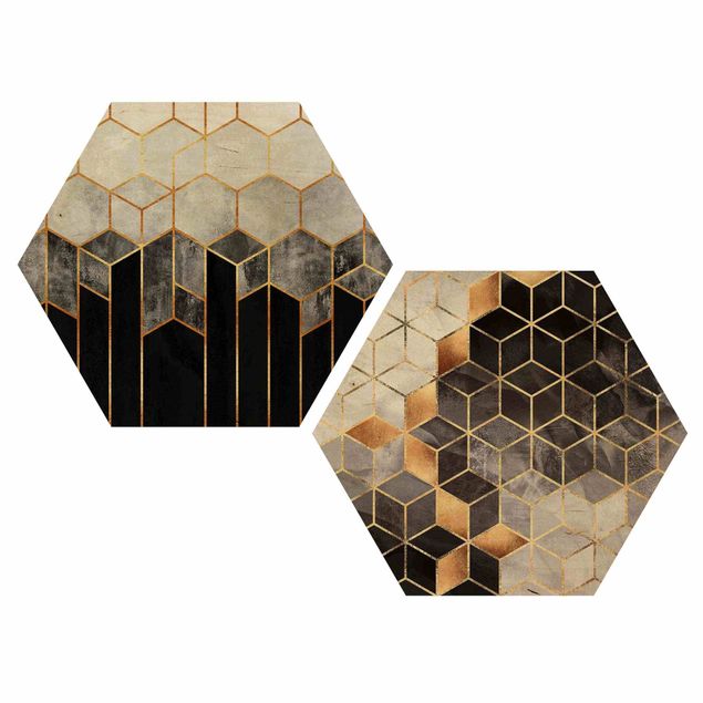 cuadro hexagonal Golden Geometry Watercolour Set