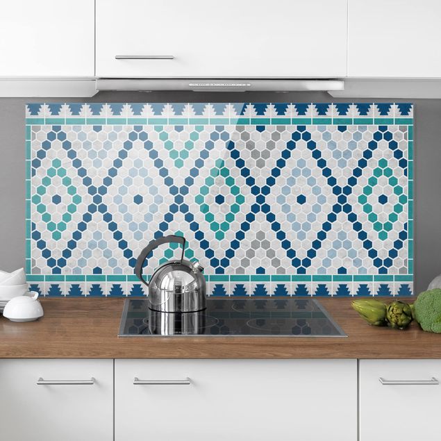 Decoración en la cocina Moroccan tile pattern turquoise blue