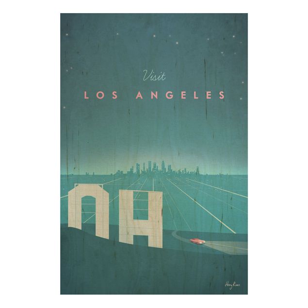 cuadro vintage madera Travel Poster - Los Angeles