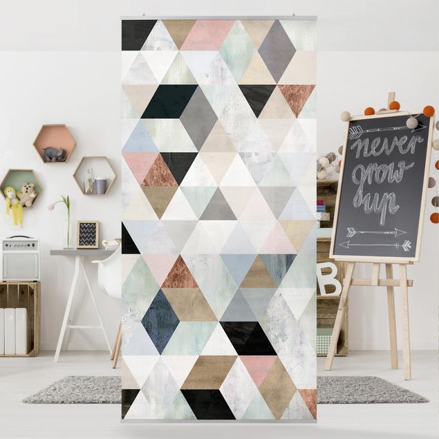 Cortina separadora de ambiente Watercolour Mosaic With Triangles I