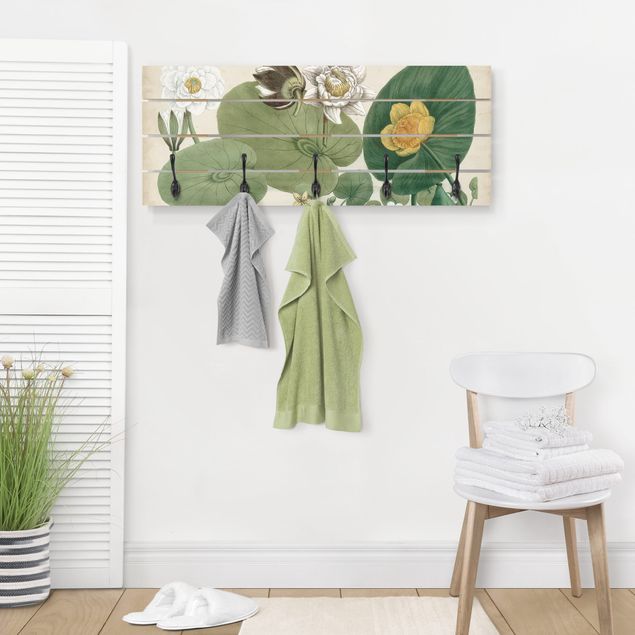 Percheros de pared shabby chic Vintage Board White Water-Lily