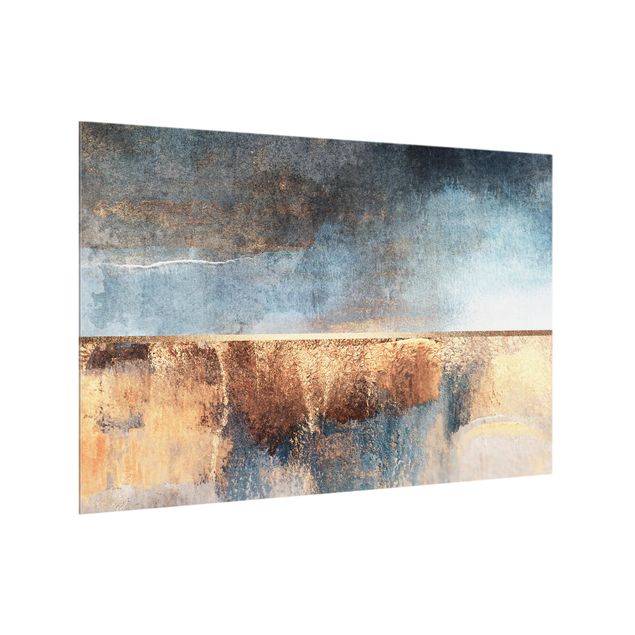 Cuadros Elisabeth Fredriksson Abstract Lakeshore In Gold