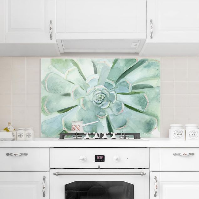 Panel antisalpicaduras cocina flores Succulent Watercolor Bright