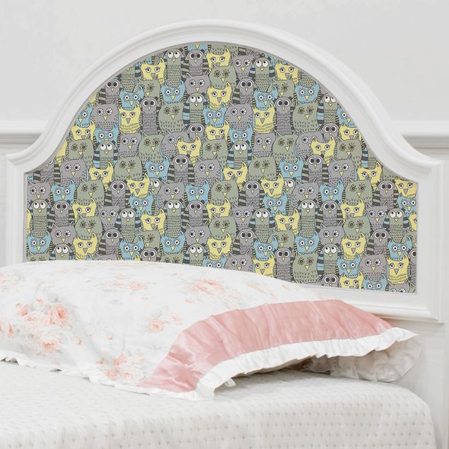Papel adhesivo para muebles patrones Pattern With Funny Owls Blue