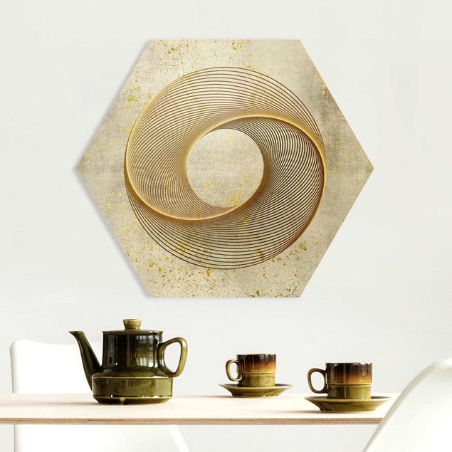 Decoración cocina Line Art Circle Spiral Gold