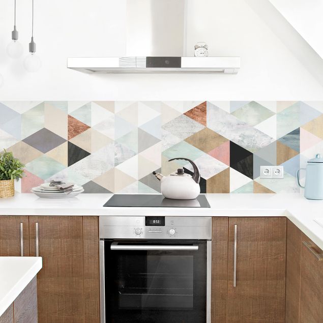 Salpicaderos de cocina Watercolour Mosaic With Triangles I