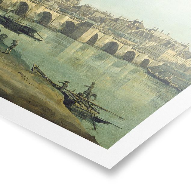 Láminas cuadros famosos Bernardo Bellotto - View of Dresden from the Right Bank of the Elbe with Augustus Bridge