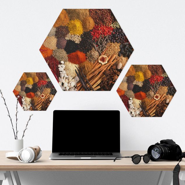 Hexagon Bild Alu-Dibond - Exotische Gewürze