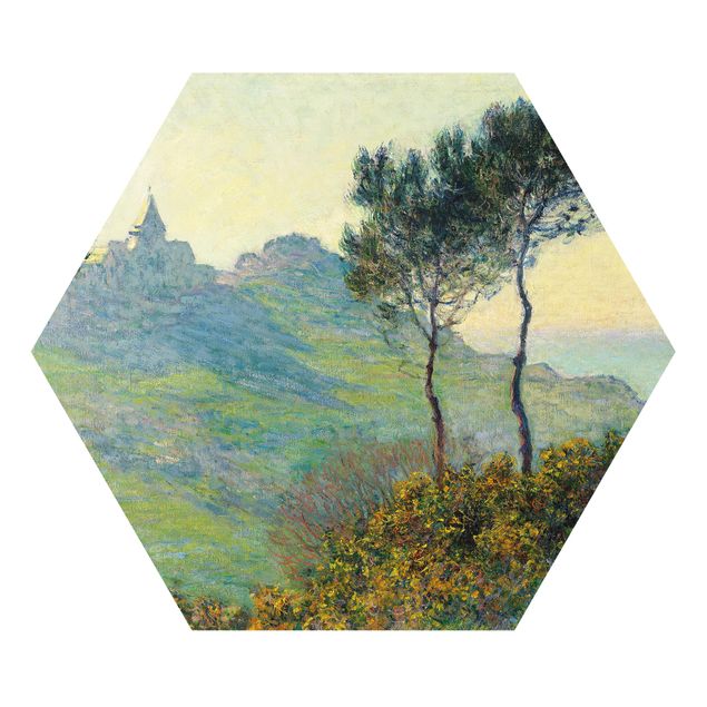 Cuadro con paisajes Claude Monet - The Church Of Varengeville At Evening Sun