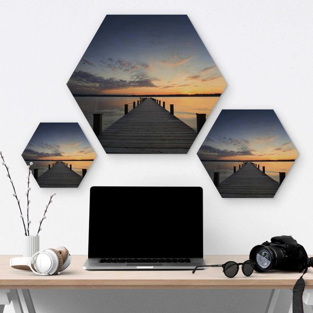 Hexagon Bild Holz - Ort der Ruhe