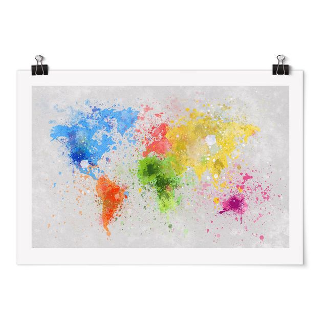 Cuadros modernos Colourful Splodges World Map