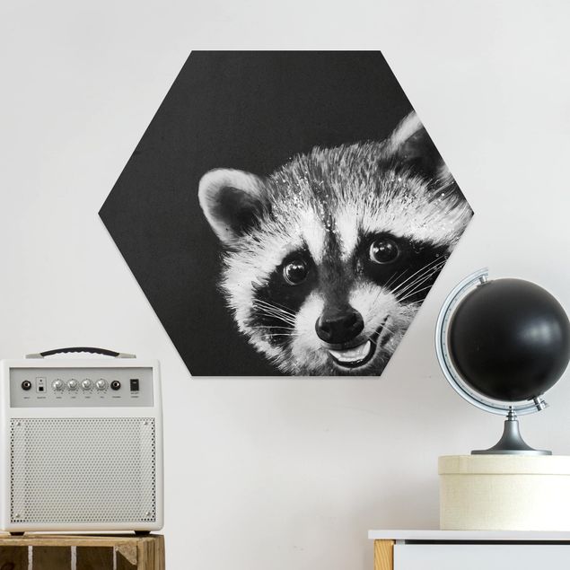 Cuadros de osos Illustration Racoon Black And White Painting