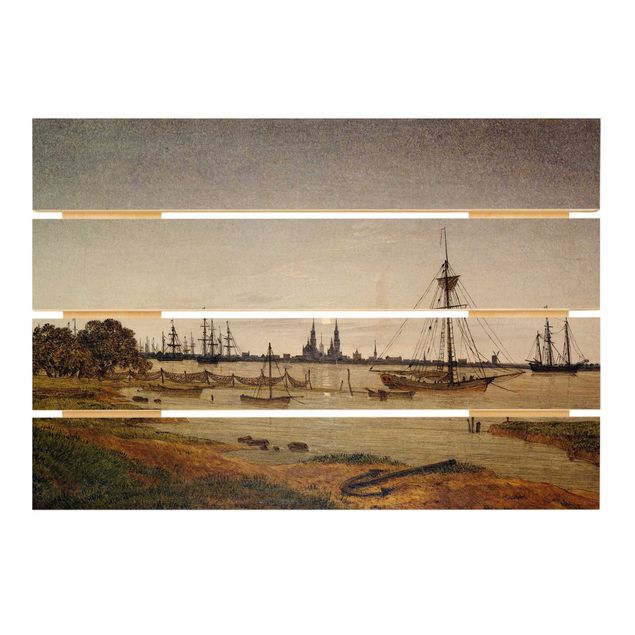 Estilos artísticos Caspar David Friedrich - Harbor at Moonlight