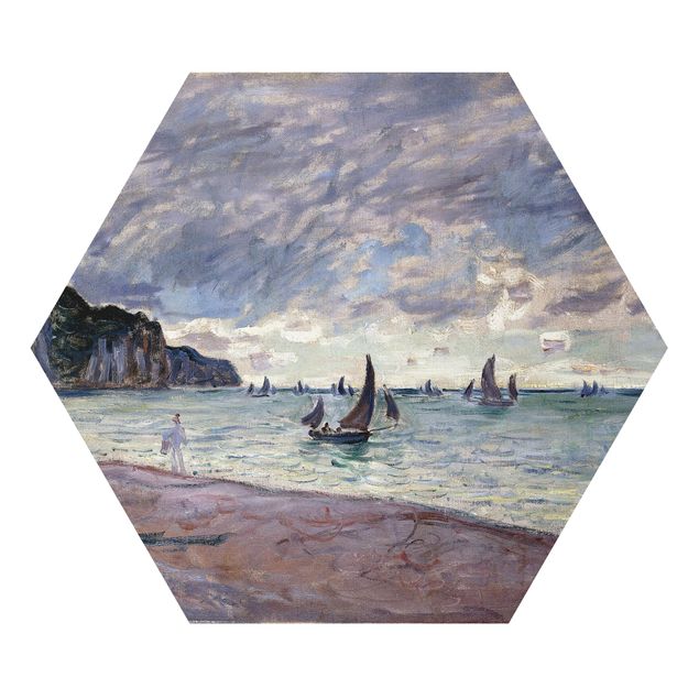 Cuadros paisajes Claude Monet - Fishing Boats In Front Of The Beach And Cliffs Of Pourville