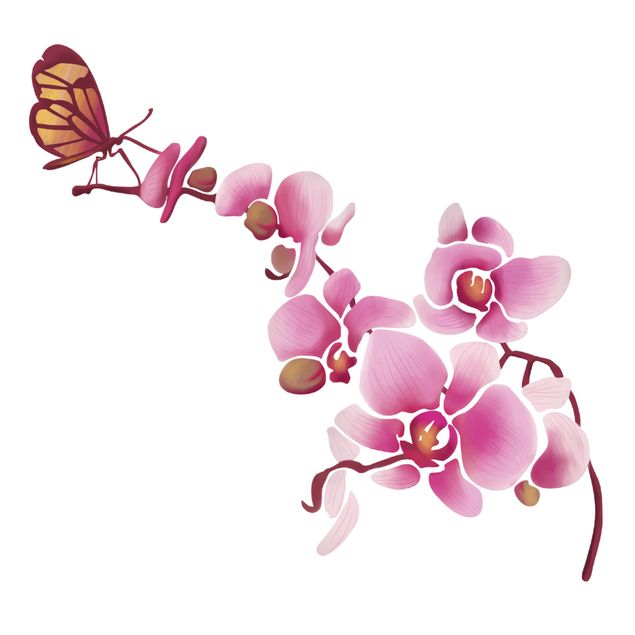 Vinilos decorativos flores Orchid With Butterfly