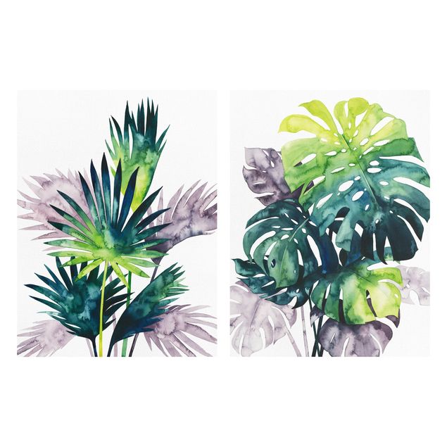 Cuadros decorativos Exotic Foliage - Fan Palm And Monstera Set I