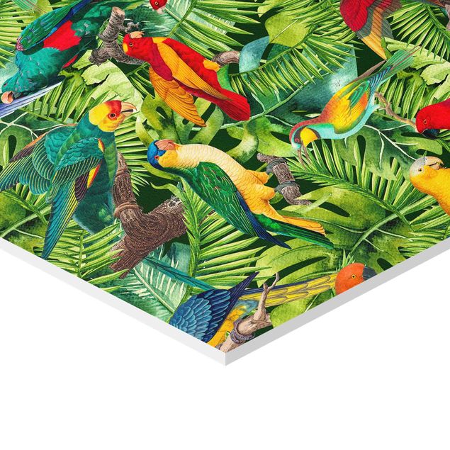 Cuadros Colorful Collage - Parrot In The Jungle