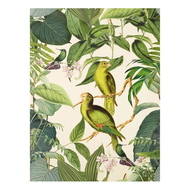 Cuadros selva Vintage Collage - Parrots In The Jungle