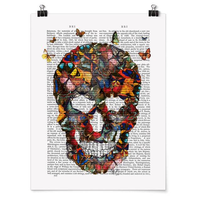 Póster animales Scary Reading - Butterfly Skull