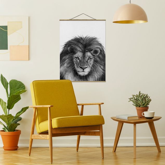 Cuadros leones Illustration Lion Monochrome Painting