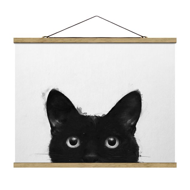 Cuadros decorativos modernos Illustration Black Cat On White Painting