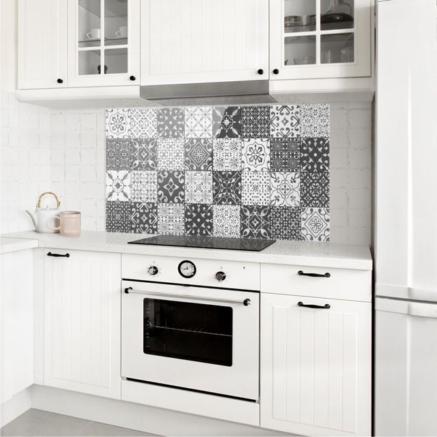Panel antisalpicaduras cocina patrones Tile Pattern Mix Gray White