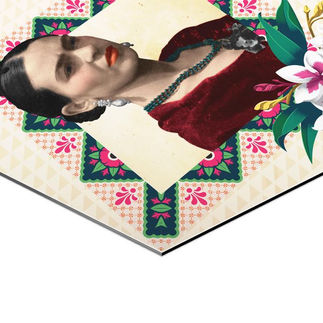 cuadros hexagonales Frida Kahlo - Flowers And Geometry