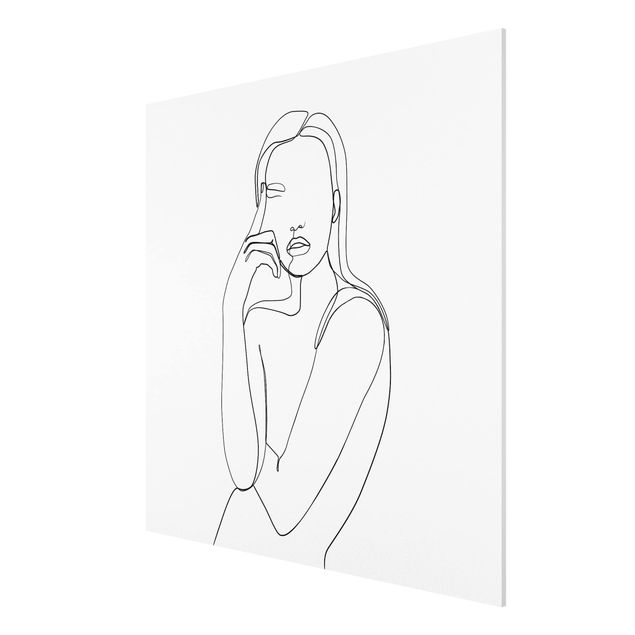 Láminas de cuadros famosos Line Art Pensive Woman Black And White