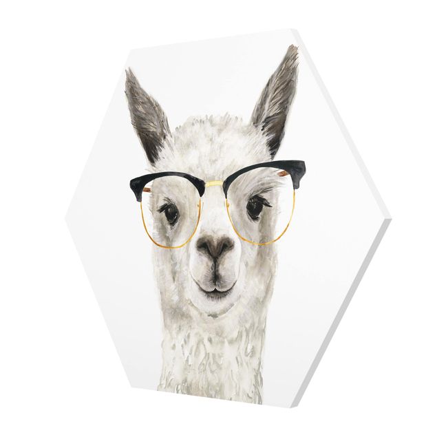 cuadro hexagonal Hip Lama With Glasses I