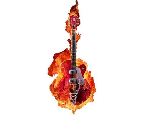 Laminas adhesivas pared Guitar In Flames