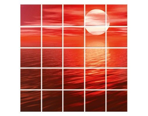 Adhesivos para azulejos en rojo Red Sunset
