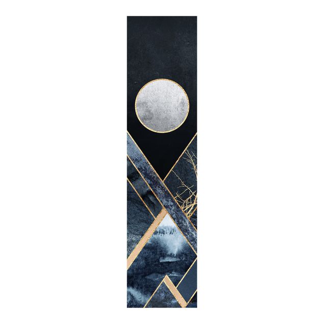 Paneles japoneses patrones Golden Moon Abstract Black Mountains